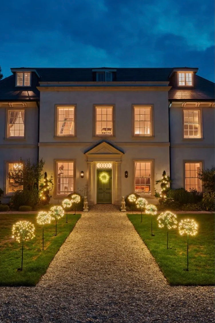 Solar & Battery Dandelion Garden Stake Light – 96 Warm White LEDs