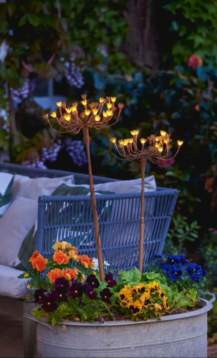 Solar & Battery Wild Fennel Garden Stake Light – 15 Warm White LEDs