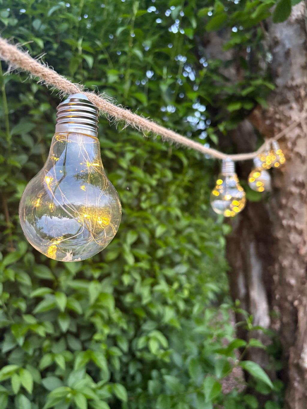 Solar & USB-C Hemp Rope Festoon Lights – 20 Warm White Bulbs