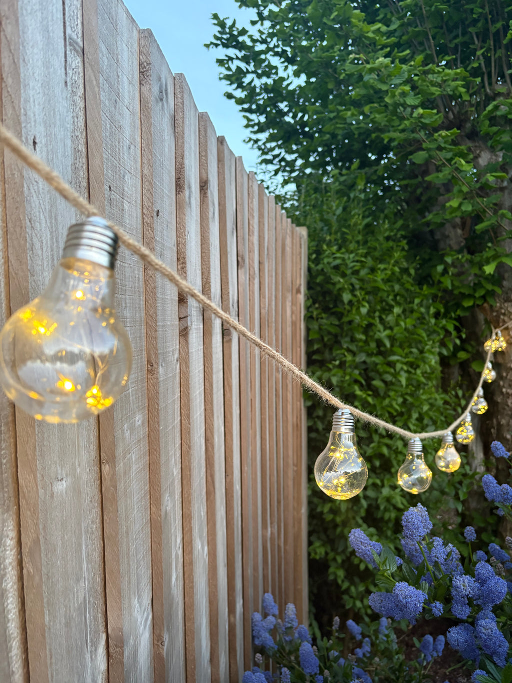 Solar & USB-C Hemp Rope Festoon Lights – 20 Warm White Bulbs
