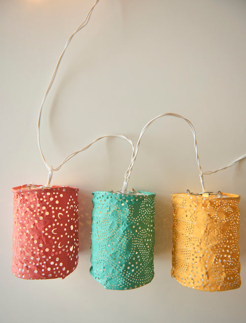 Colourful Boho Lantern String Lights – Solar & Battery